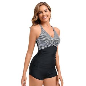 White Black Solid Color 2 Set Brazilian Bikini 2026 Fashion High Cut V-neck <b>Tummy</b> <b>Control</b> Spandex/Polyester Backless Push - Product Image 4