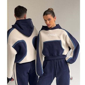 Conjunto Deportivo Unisex Gris con Capucha, Sudadera con Cremallera de Manga Larga y Pantalones, Adornado con Pedrería Arcoíris, Ropa Urbana para Otoño - Product Image 5