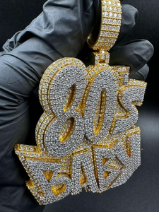 Colgante Iced Out Estilo Años Ochenta para Bebé, Joyería Hip Hop Dorada - Product Image 2