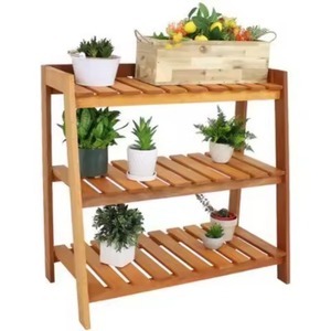 Estante de madera de 3 niveles para plantas, diseño minimalista para plantas verdes de interior, soporte para flores, acabado natural, soporte de madera para plantas - Product Image 6