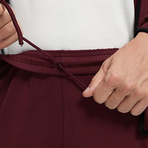 Unisex Burgundy Tracksuit Full Zip Jacket <b>Pants</b> Set Solid Color Turn-<b>down</b> Collar Casual Winter Wear Regular Fit Fleece - Product Image 5