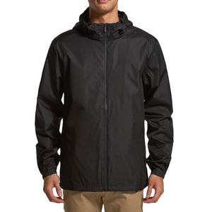 Unisex Black Hooded Waterproof Anti-UV Eco-Friendly Reversible Winter Rain <b>Jacket</b> Casual Outdoor Wear Polyester Shell Zipper - Product Image 1