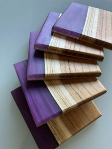 Designer Walnut Wood Epoxy Resin <b>Coaster</b> Set Natural Walnut Resin <b>Coasters</b> for Tea & Coffee - Product Image 2