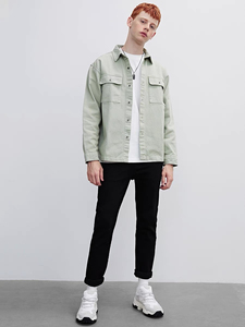 Chemise en jean pour homme, bicolore, douce, décontractée, à manches longues, coupe ample, confortable, style streetwear, pour tous les jours - Product Image 1