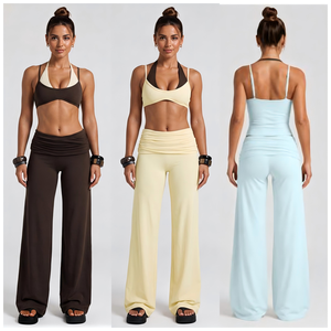 Olive <b>Green</b> High Waist Seamless Yoga Set 3 Piece <b>Crop</b> <b>Top</b> Shorts Breathable 100% Polyester V-neck Sport Bra Drawstring Closure - Product Image 2