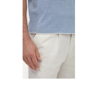 T-shirt en coton tricoté bleu clair à manches courtes pour homme, col rond, coupe classique, couleur unie, design respirant - Product Image 3