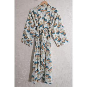 Robe kimono en coton imprimé pour femmes, robe de chambre florale bohème, peignoir léger, vêtements de détente d'été, cadeau fait main - Product Image 1