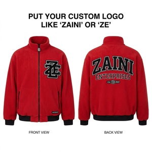 Premium 240g Polar Fleece Full Zip Running <b>Jacket</b> Men's <b>Red</b> Custom Embossed Logo OEM ODM Autumn <b>Waterproof</b> Reflective - Product Image 1