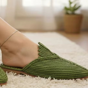 Sandalias de Rafia Verde Hechas a Mano, Sandalias Marroquíes de Verano - Product Image 1