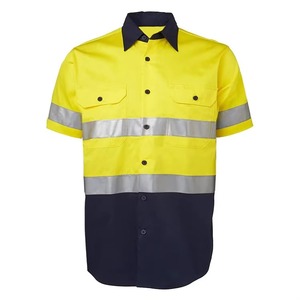 Chemise de travail à manches courtes pour hommes en coton bicolore, fournie par l'usine - Product Image 1
