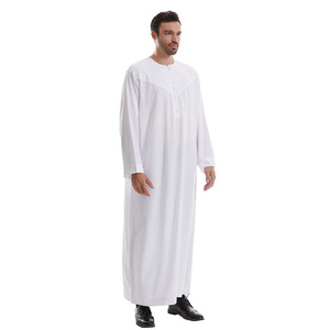 Wholesale <b>Men's</b> <b>Thobe</b> Muslim Jubba Arabic Kandura Islamic Robe Custom Logo OEM ODM Plain Long Sleeve Dubai Thobes - Product Image 2