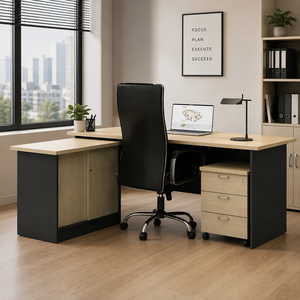 Modern L-Shaped Office <b>Desk</b> Storage Cabinet Melamine Chipboard Top Freestanding Home Office Commercial Furniture AY Office - Product Image 1