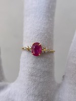 Bague de mariage unisexe vintage de luxe en argent sterling 925 plaqué or rhodié 14 carats avec rubis rose naturel taille ovale certifié IGI