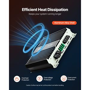 Amplificatore Audio per Auto Monocanale Classe D 1200W RMS MAX Stabile 1/2/4 Ohm con Controllo Remoto del Livello Subwoofer - Product Image 6