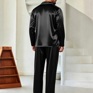 Ensemble de pyjama en satin à manches longues pour hommes, produit très vendu, pyjama long pour hommes, prix avantageux - Product Image 3