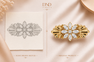 Broche florale en diamant en or jaune |   Épingle à fleurs de luxe - Product Image 2