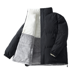 Manteau d'hiver pour hommes en gros, veste longue double face, col montant, coupe ample et chaude, motif lettres, fournisseur OEM - Product Image 3