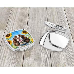 Miroir de maquillage de voyage compact pour femmes filles Springer Spaniel Tournesols Décoratif Pliant Poche Idées cadeaux - Product Image 3