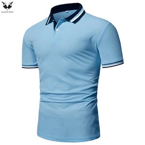 เสื้อโปโลผู้ชายสไตล์สตรีทแวร์ ดีไซน์ล่าสุด ระบายอากาศได้ดี ผ้าเนื้อบางเบา สีน้ำเงิน แต่งขอบอย่างดี บริการ OEM ราคาขายส่ง - Product Image 2