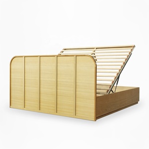 Vietnam OEM/ODM Hydraulic Gas Lift Acacia Wood <b>Storage</b> Bed Minimalist Bedroom Durable Lift-Up Bed Frame from Vietnam Factory - Product Image 5