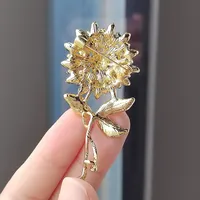 Broches élégantes de luxe pour femmes, en strass, motif tournesol et fleur de blé, plaqué or, bijoux de mode pour femmes, cadeaux