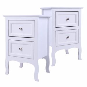 2 mesitas de noche de dos niveles de estilo rural blanco de gran tamaño. - Product Image 2