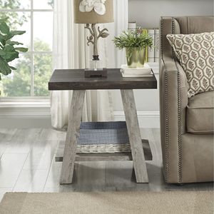 Set di tavolini da caffè contemporanei Athens, 3 pezzi, in noce anticato e legno grigio, design moderno ed elegante - Product Image 6