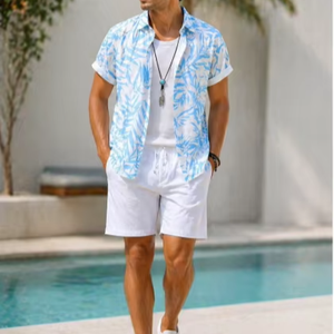 Men's Casual Beech Wear Summer Shirt 300 Grams Breathable Quick Dry Eco-Friendly Short Sleeve Floral Print Design 100% Polyest - Product Image 3
