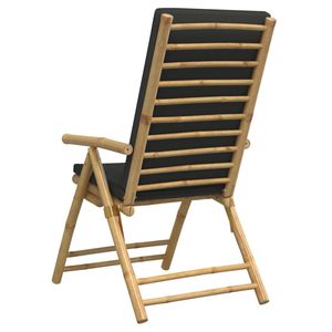 Ensemble de 6 chaises de jardin inclinables gris foncé avec assise confortable en bambou pour l'extérieur - Product Image 6