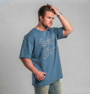 Camiseta Personalizada con Pedrería para Hombre, 100% Algodón, Corte Holgado, Estilo Urbano, Diseño Gráfico, Manga Corta, Cuello Redondo, OEM ODM - Product Image 2