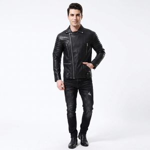 <b>Men's</b> Autumn Leather Jacket with Multi Zipper New Locomotive Design for Motorcycles jacket for <b>men</b> - Product Image 1