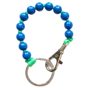 Wholesale Price Blue Beaded Keychain Bracelet Wrist Strap Strong Rope Key Holder Stylish <b>Car</b> Keyring Trendy Accessory - Product Image 1