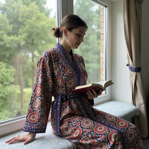 Robe kimono élégante et attrayante à motif de flèche paisley en tissu de coton doux pour femmes de grande taille - Product Image 4