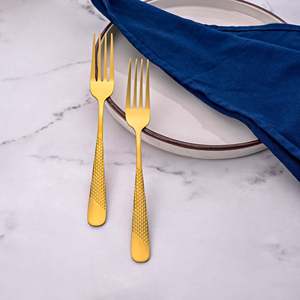 Timeless Eco-Friendly Stainless Steel Golden Dinner <b>Forks</b> Set of 2 Everyday Tableware - Product Image 1