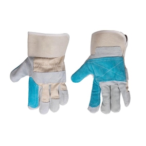 Guantes de Trabajo de Cuero Vacuno Reforzado, Certificación CE, Dorso de Algodón Perforado, Puño de Seguridad Reforzado, Duraderos, para Construcción Industrial - Product Image 4