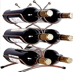 Porte-vin en cuivre avec décorations en spirale, ornements en forme de feuilles et poignée enroulée, disponible à prix de gros. - Product Image 2
