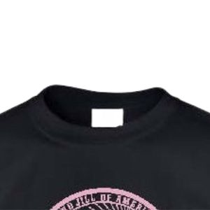 Camiseta Negra de Manga Corta con Cuello Redondo y Estampado Gráfico Rosa, Ropa Casual para el Día a Día, Cómoda, Unisex - Product Image 2
