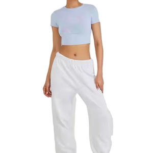 T-shirt court blanc slim fit pour femme, décontracté, col rond, manches courtes, en coton extensible - Product Image 5