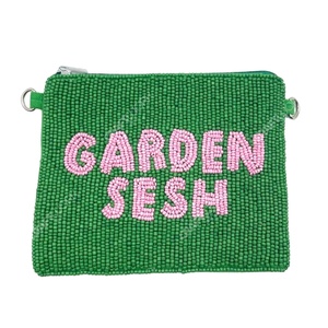 Handmade Beaded Garden Sesh Pouch Women <b>Mini</b> Clutch Bag Text Design Zip Coin Purse Crossbody OEM Supplier - Product Image 2