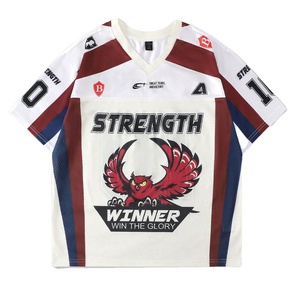 Vintage Varsity American Football Jersey Custom Graphic Oversized <b>Top</b> Midnight Blue & <b>Maroon</b> Urban Streetwear Training Shirt - Product Image 1
