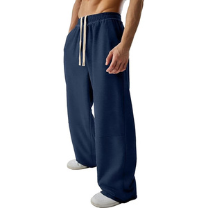 Men's <b>Black</b> Sweatpants Elastic Waist Drawstring Casual Pants With Side Pockets Breathable Knitted Cotton Autumn Wear - Product Image 3