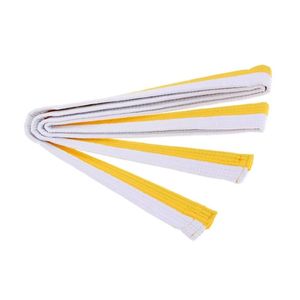 Ceinture d'arts martiaux rayée blanche et jaune en coton, ceinture de rangement professionnelle pour le karaté, le taekwondo et le jiu-jitsu - Product Image 4