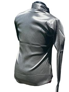 Chemise de spectacle Western Cowgirl faite à la main sur tissu taffetas extensible gris - Product Image 2