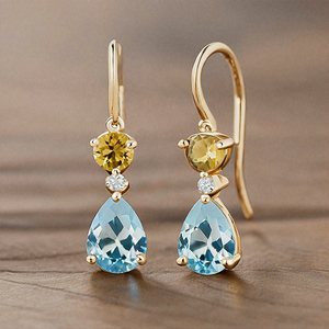 Top Selling Lemon <b>Blue</b> <b>Topaz</b> Gemstones <b>Earrings</b> With 925 Sterling Silver for Womens - Product Image 3