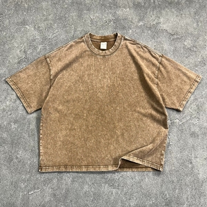 T-shirt homme à épaules tombantes, délavé à l'acide, 100% Coton, respirant, grammage lourd, style streetwear, fournisseur de confiance pour charges en conteneur - Product Image 3