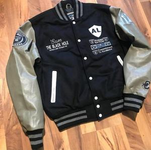 Chaqueta Letterman para Hombre Vision Of Winning Mindset 2016 con Logotipo W Bordado, Roja, Negra y Verde, de Satén, para Otoño, Estilo Casual - Product Image 3