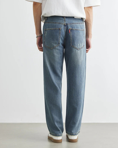 2025 nueva moda etiqueta personalizada recta 100% algodón suelto ajuste lujo Denim Jeans negocios Casual alta calidad hombres - Product Image 4