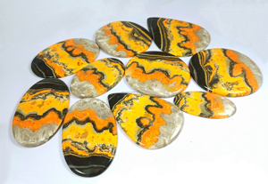 Pierres précieuses en Jaspe Abeille Naturel, Cabochons de formes variées (Ovale, Coussin, Poire) pour la fabrication de bijoux - Product Image 2
