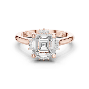 Classic Women's Fashion Wedding Engagement <b>Rings</b> In <b>14K</b> Rose <b>Gold</b> Asscher Cut GRA Certified Lab Grown Diamond Party <b>Ring</b> - Product Image 1