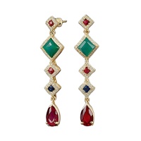 Boucles d'oreilles en pierres précieuses multiples plaquées or massif 18 carats, bijoux personnalisés de qualité incroyable